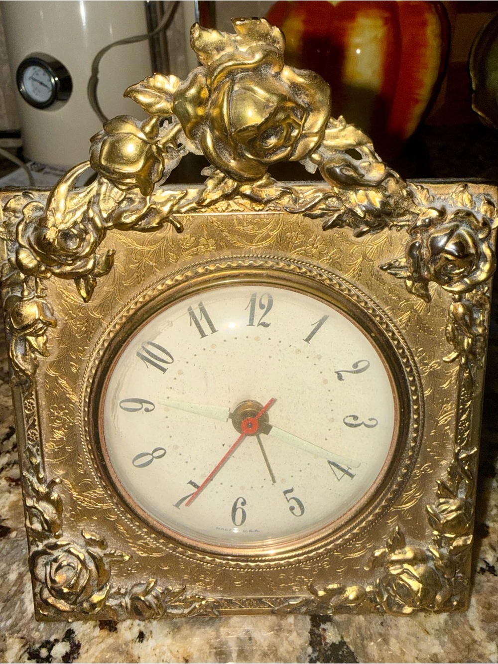Vintage Globe Electric Alarm Clock 24k Gold Plated Keeps Time Hollywood Regency